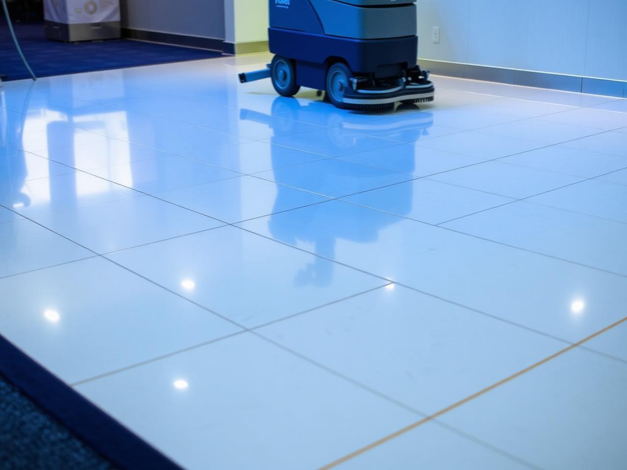 Image illustrative : autolaveuse polissant un plancher commercial