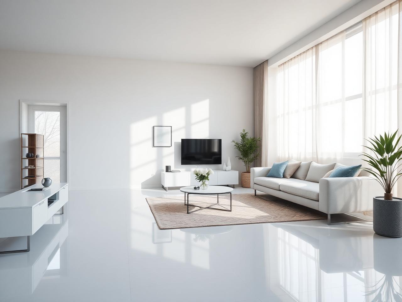 Image illustrative : séjour résidentiel lumineux au plancher impeccable